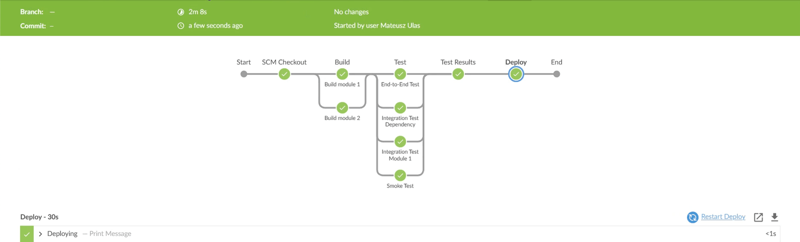 Jenkins Pipeline Blue Ocean-weergave